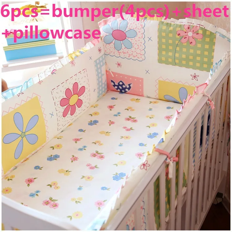 Promotion! 6PCS Flower 100% cotton crib bedding kit baby bedding set piece bedding package (bumpers+sheet+pillow cover) Promotion! 6PCS Flower 100% cotton crib bedding kit baby bedding set piece bedding package (bumpers+sheet+pillow cover)