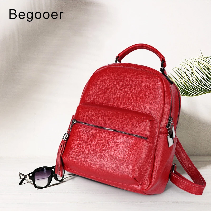 

Fashion Genuine Leather Women's Backpack 100% Cow Leather Ladies School Bag Small Travel Backpack Mini Shoulder Bag for Women
