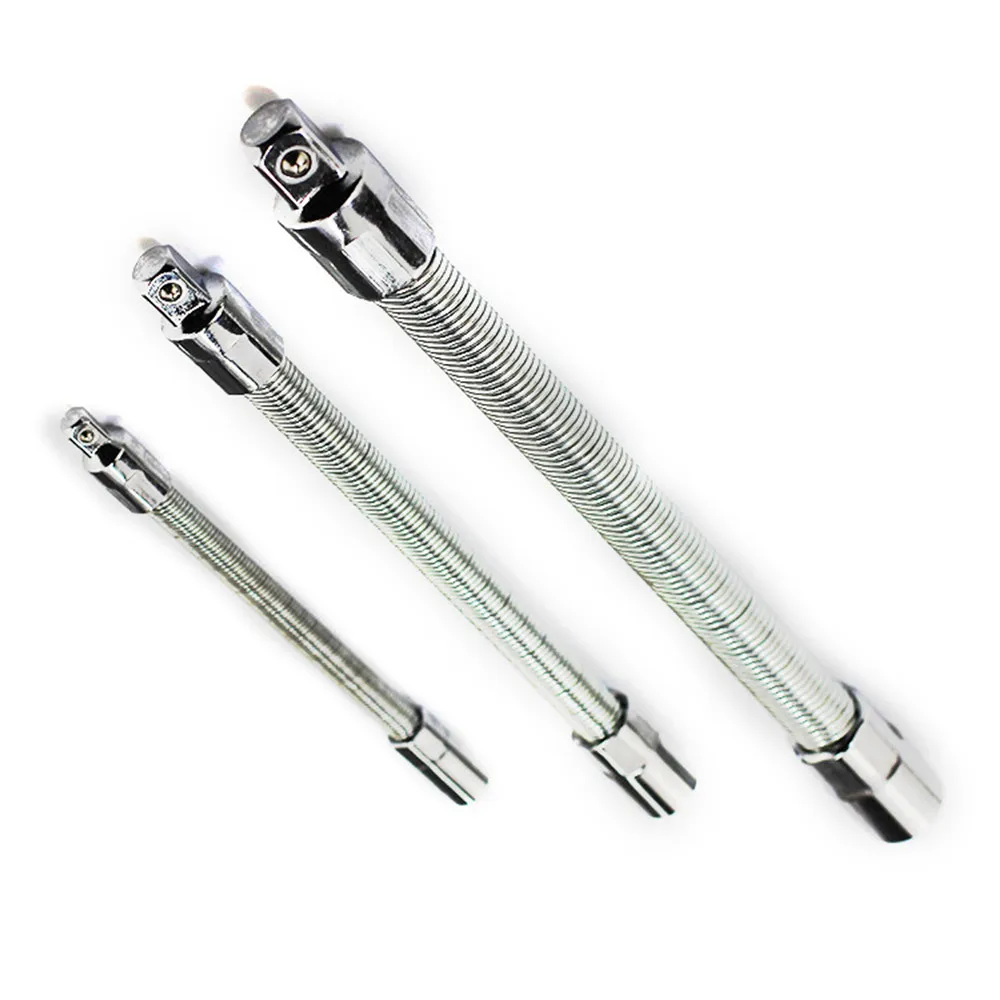 

3PC Drive Flexible Flexi Socket Extension Bar Adapter Set Universal Wide Angle Screwdriver Socket Wrench Set 1/4" 3/8" 1/2