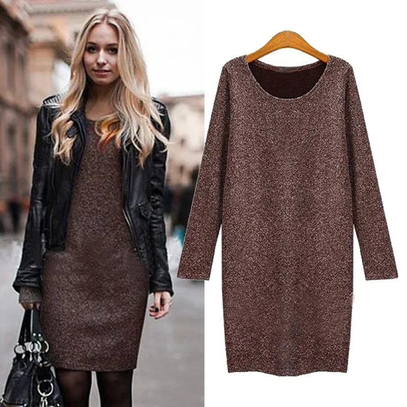 

High quality spring autumn new long sleeve solid Bohemian A-line mini dress women thick Korean fashion female dresses plus size