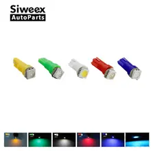 20 шт./лот светодиодный светильник для салона автомобиля T5 1 SMD 5050 Приборная панель автомобиля лампа желтый/синий/зеленый/красный/белый/голубой автомобильный светильник источник