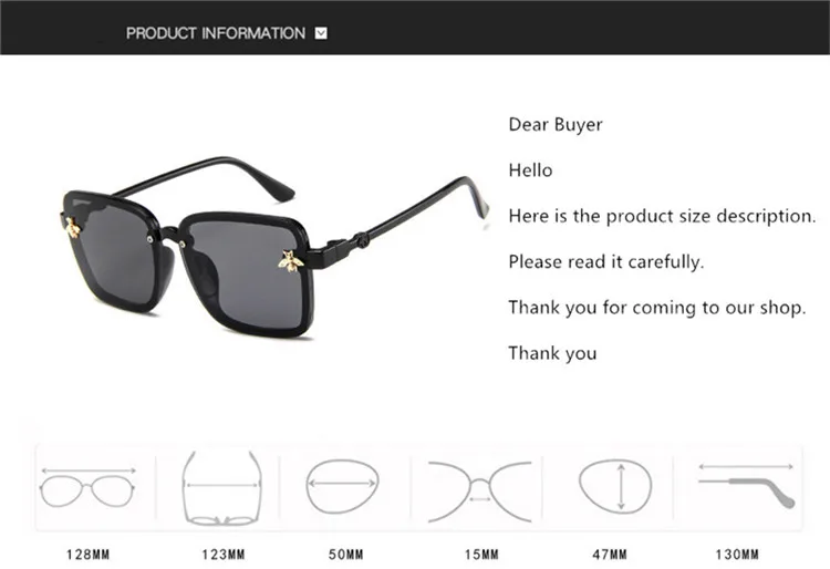 Детские солнцезащитные очки мальчики девочки Детские Квадратные Солнцезащитные очки Gafas de sol модные маленькие пчелки с очками детская защита от ультрафиолета