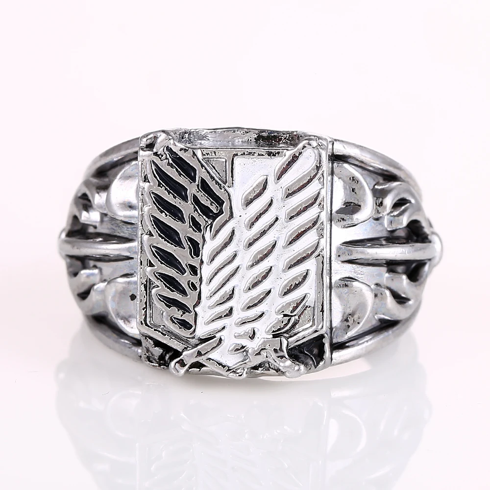 

Accessory Finger-rings Attack on Titan Rings Silver Feather Shaped Alloy Best Gift For Men Jewelry Ornament