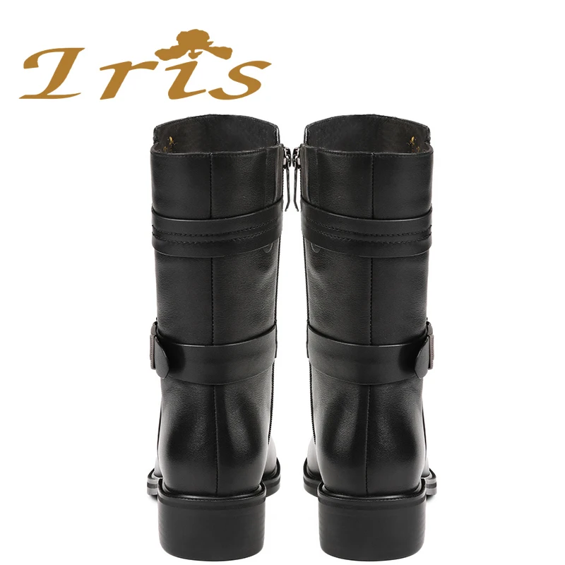 black mid length boots