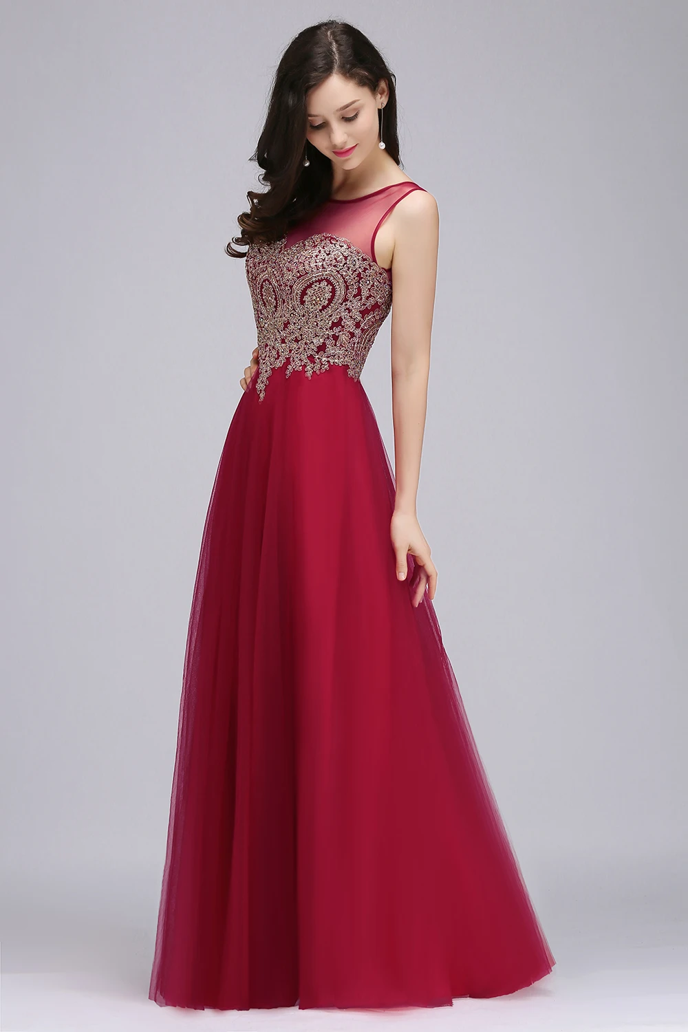 Mesh Top Prom Dress