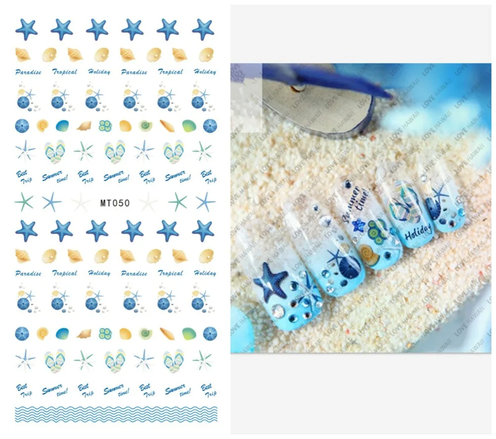 

1Sheet Decals Nail Art Stickers colorful anchor birds star on Nails of Dandelions Stickers for Nails Sticker Decorations Z025
