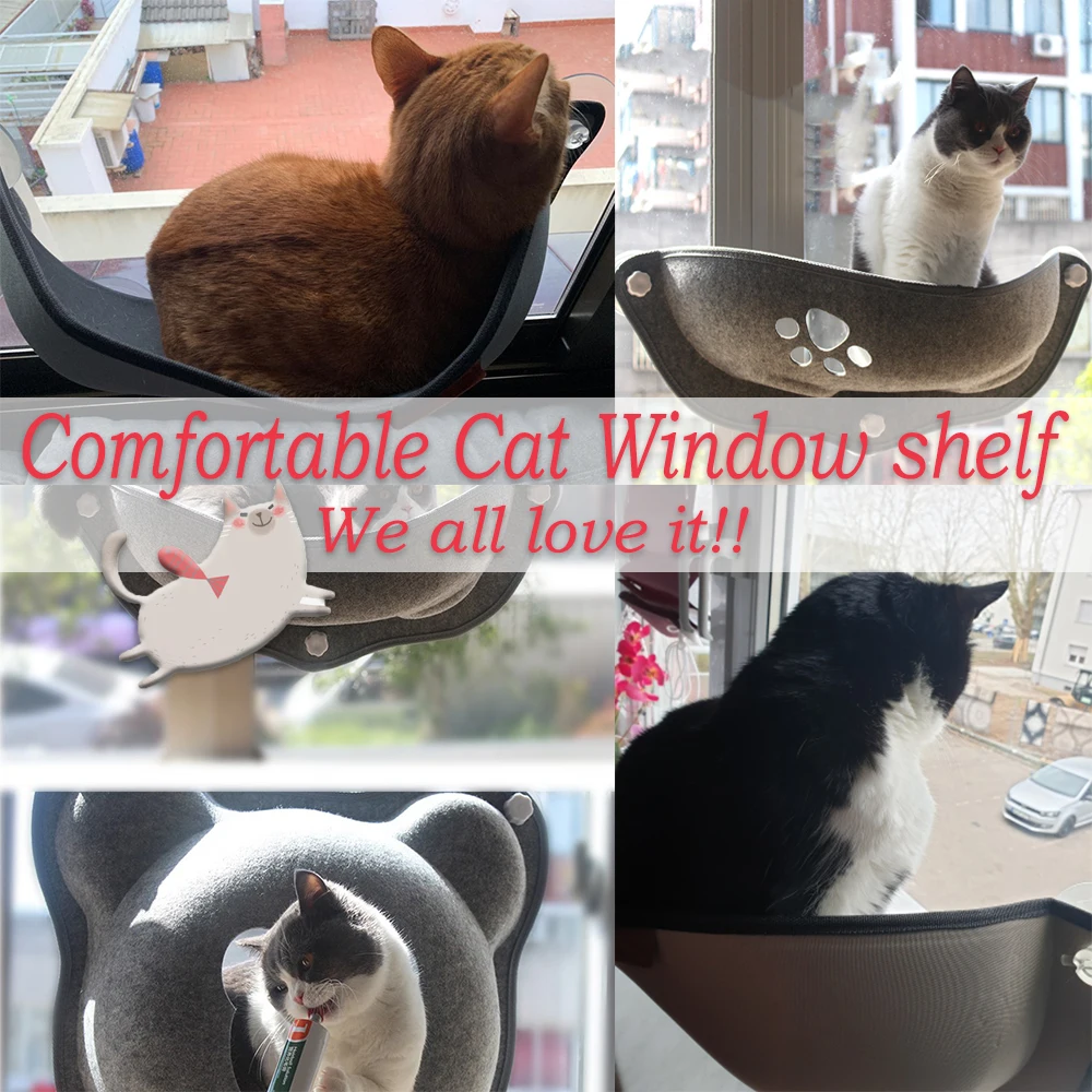 Hamaca de succión para mascotas, cama de fieltro para ventana