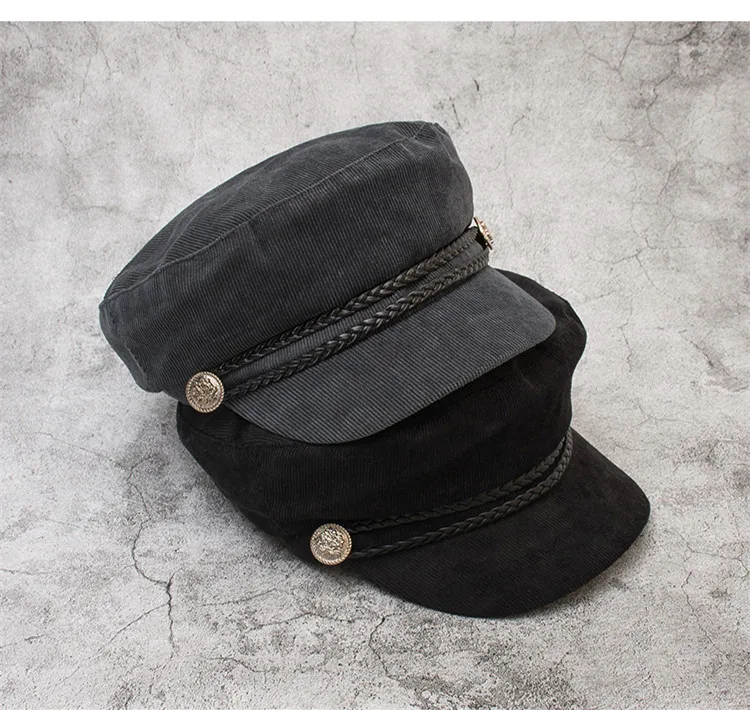 New Autumn And Winter Women Hat British Korean Version Of The Tide Beret Wild Japanese Black Octagonal Cap For Girls HC17 (3)