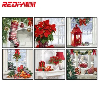 

REDIY LADIY Diamond Painting Full Square Rhinestones Cross Stitch Kits Christmas Decoration Happy New Year Diamond Embroidery