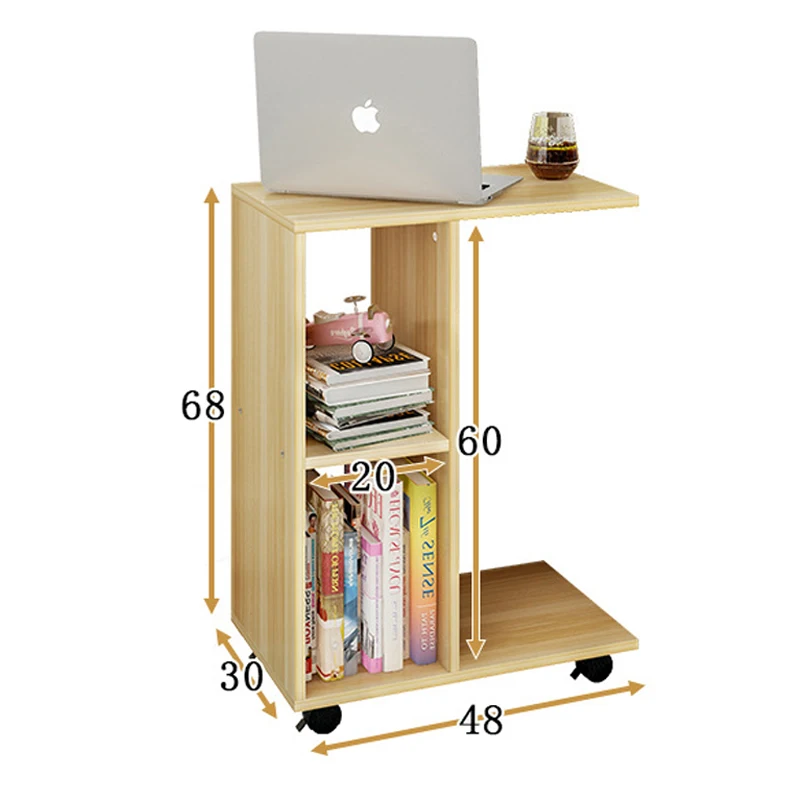 Wooden Mobile Computer Desk With Storage Cabinet 2 Cubes
