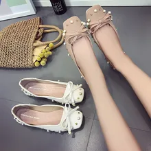 Модная Милая весенне-осенняя женская обувь; лоферы с квадратным носком; Эспадрильи с жемчугом; удобная женская обувь без застежки; zapato mujer