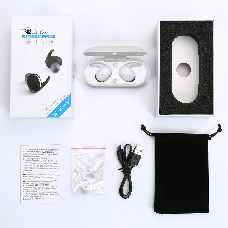 

Professional Waterproof Touch True Sport Wireless Earbuds TWS Mini Bluetooth Earphone Earpiece with Power Storage Organizer Box