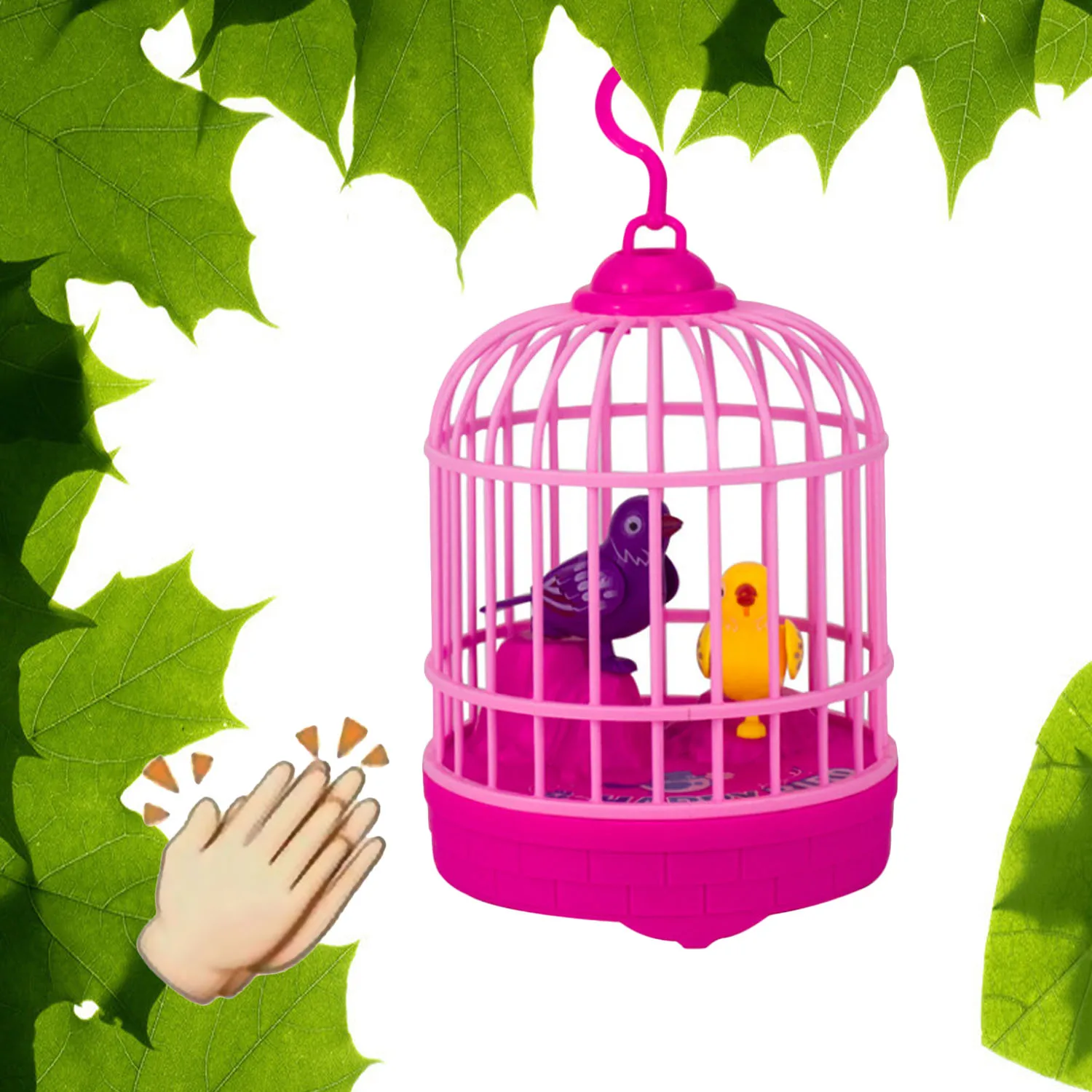 Звуковой с голосовым управлением активировать чирпинг пение Имитационные птицы с птичья клетка дети забавные игрушки розовый