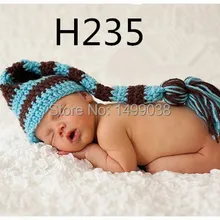 Пользовательский крючком длинный хвост Детские Шапка-бини новорожденных Для маленьких мальчиков Обувь для девочек шапки хвост крючком Hat шапки Детская меховая шапка