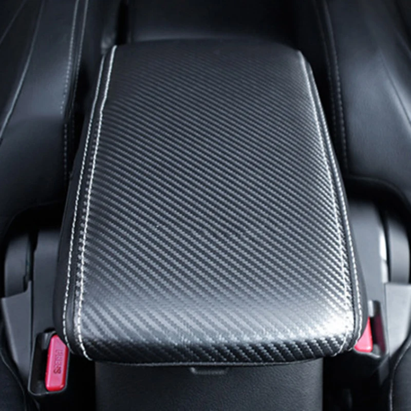 Накладка на подлокотник автомобиля для Mitsubishi Outlander 2013-, новинка, углеродное волокно, кожа, черный чехол на подлокотник, украшение