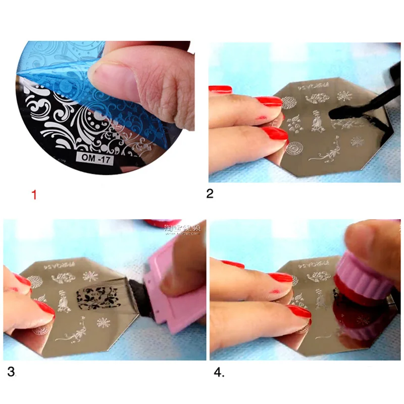 Дизайн ногтей шаблон и 1 Набор ногтей штамп скребок DIY лак Переводные трафареты инструменты для штамповки ногтей