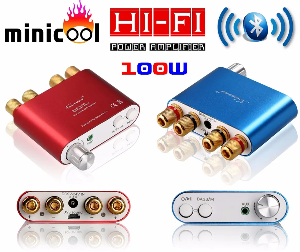 

2017 New Nobsound NS-10G Mini TPA3116 Bluetooth 4.0 Digital Power Amplifier Stereo HiFi Amp Home Audio 50W*2 Red or Blue