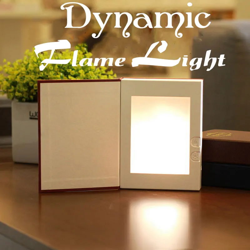 

LED Flame Effect Night Light Creative LED Book Light Novelty Decorative USB Rechargeable Lamp For Reading Bed Room