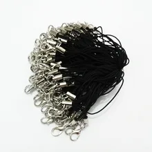 Веревка Лариат Ремешок мобильные ремни застежки Омаров прыгающие кольца висят Черная веревка сотовый брелок Шарм соединитель крюк застежка изготовление