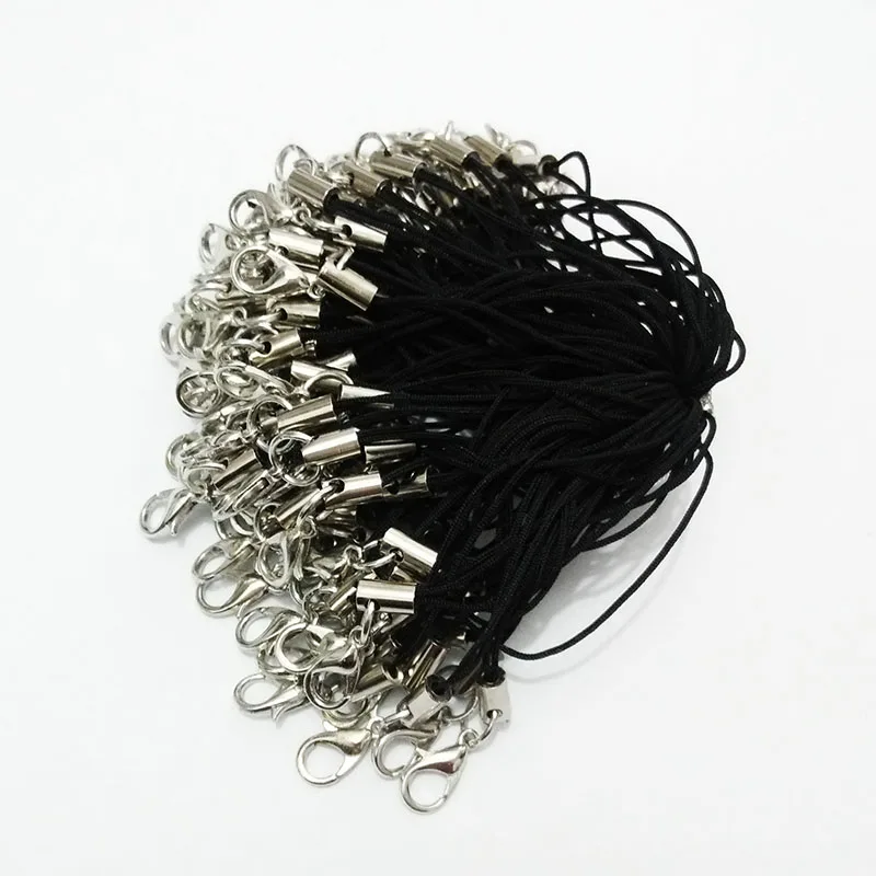 

string Lariat Lanyard mobile straps lobster clasps jump rings Hang black Rope cell keychain Charm Connector hook Fastener making