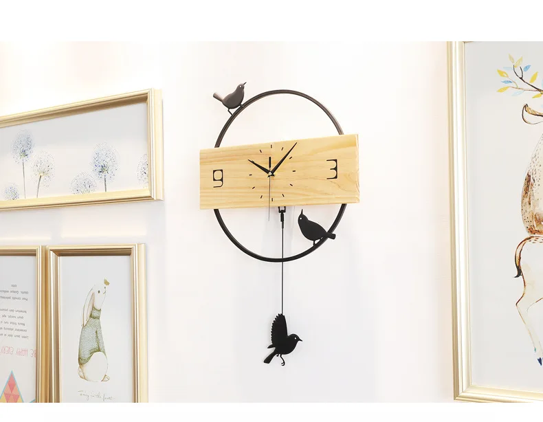 Деревянные часы гостиная творческая современная в стиле минимализма Северной Европы немой личности моды настенные часы