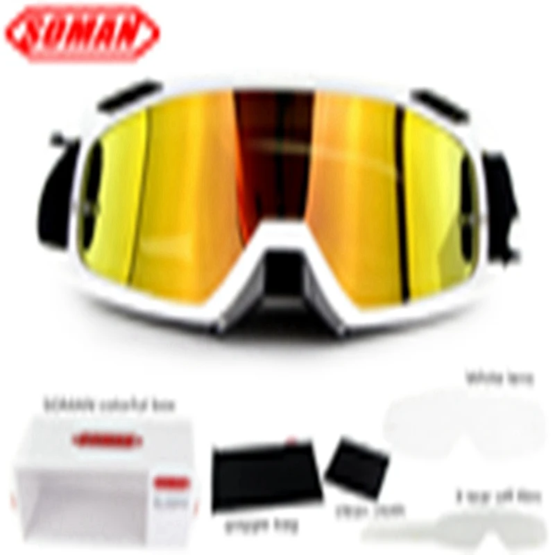 SOMAN мотокросса шлем очки мотоциклетные очки casco SM15-suit оторвать пленки+ прозрачные линзы - Цвет: white suits