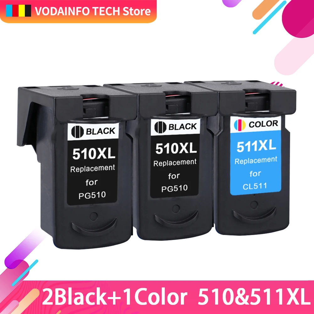 

3 PCS Compatible Ink Cartridge Replacement for Canon PG-510 CL-511 PG510 CL511 PG 510 CL 511 for Pixma MP240 250 MP260