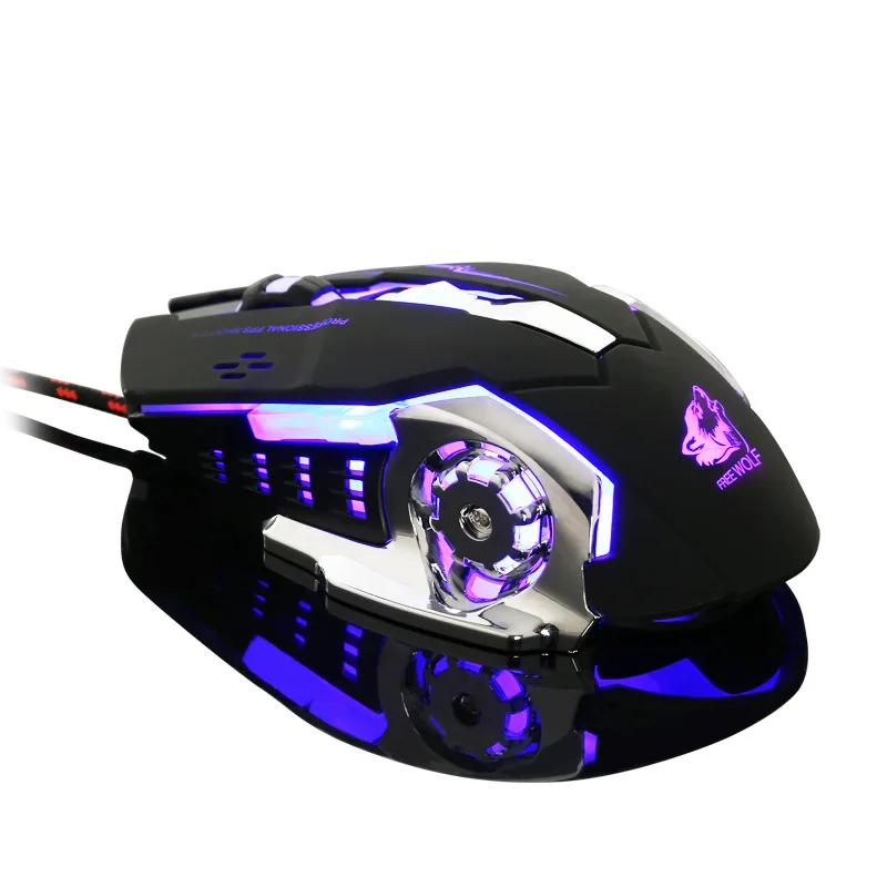 Kabelová myš V5 Silent USB Ergonomická 4000DPI optická herní myš pro PC Přenosný počítač Kovová deska 4 barevné LED světlo Pro Gamer Mouse