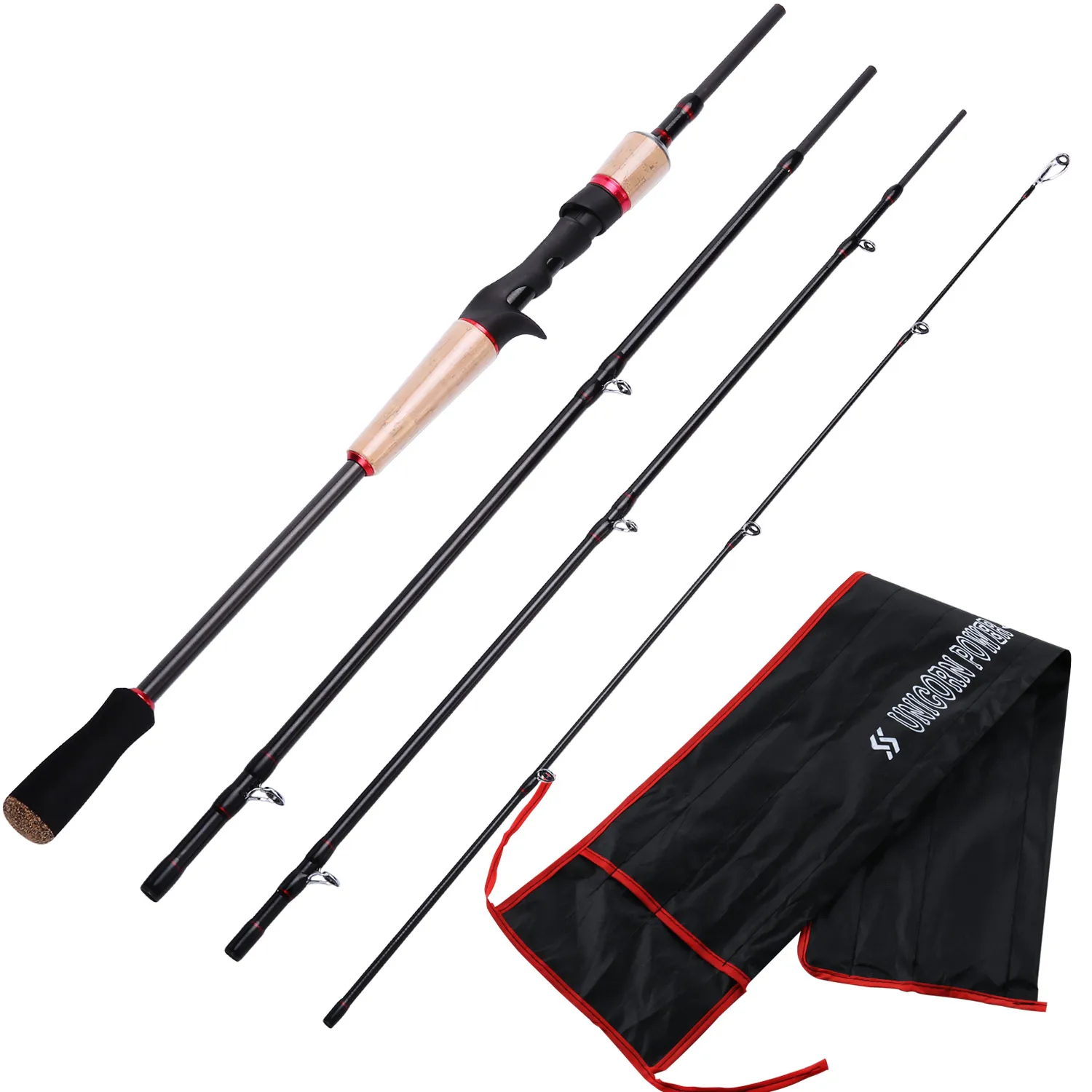 Sougayilang Fishing Rod Reel Combos - 4-pieces M Power Casting Fishing Rod Pole and 17+1BB Baitcasting Reel Kit Tackle Tools Set