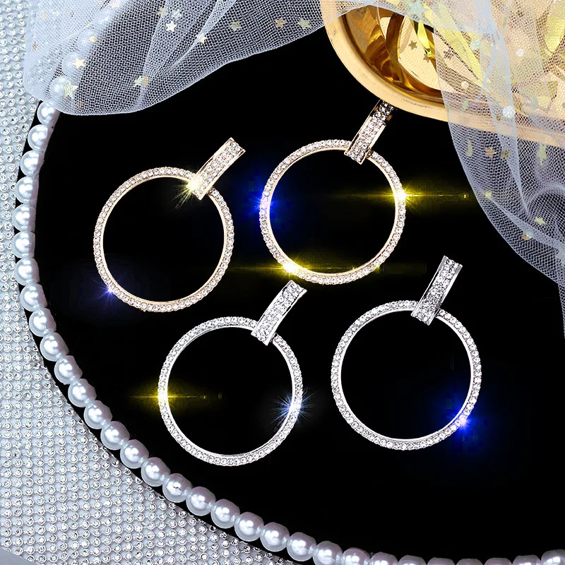 

Shiny Side New Fashion Brand Jewelry exaggerated geometric round with crystal earrings personality earrings stylish for woman