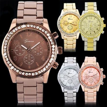 Geneva Bling Crystal Ladies Women Girl Unisex Stainless Steel Quartz Wrist Watch 5UWP smt 89