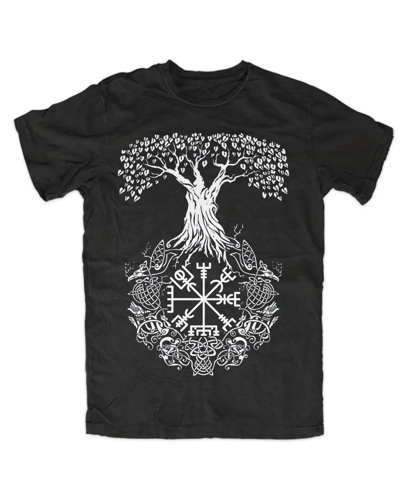 Yggdrasil футболка SCHWARZ Kelten Wikinger vegvisir Germanen Odin Новое поступление терморубашка Мужская