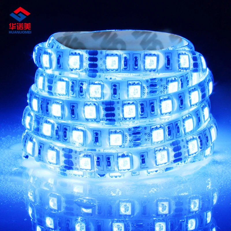 

12V 5M/Roll 60LEDs/m Flexible Waterproof Blue LED Strip 5050 SMD Tape LED Light 300LEDs SMD5050 Blue Color White PCB IP65 Lights