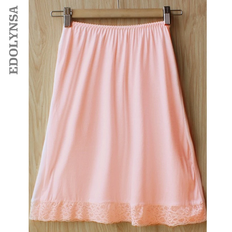 2019 Summer White Black Pink Soft Slip Women Modal Solid Half Slips With Lace Plus Size Elastic #S017