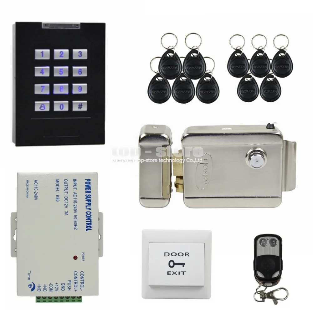 

DIYSECUR Electric Lock Remote Control Door Lock 125KHz RFID Reader Blue Backlight Keypad Door Access Control Security System