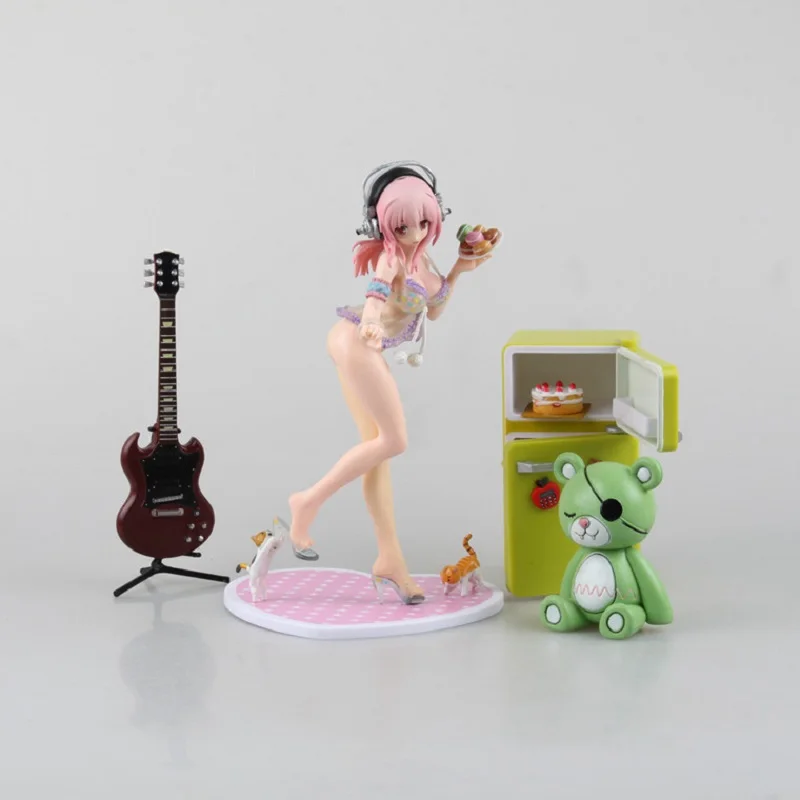 

New Arrival Anime Action Figure DX Super Sonico Swimsuit Bikini Fridge Life Scenes Ver 20cm Model PVC Kids Set Decoration Toys