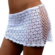 CHAMSGEND Плавание одежда для женщин белое, с кружевами, связанными крючком бикини с юбкой снизу Плавание костюм с короткими рукавами шорты юбка Пляжная Плавание костюм отдельные пляжные плавки