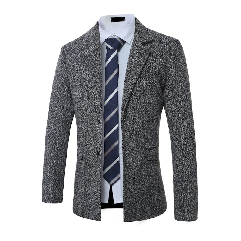 Autumn winter mens casual wool coat jacket turn down slim fit business