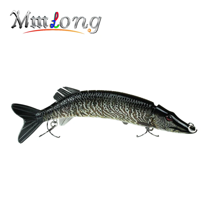MMlong Artificial Lures Crankbait Slow Sink Swimbait 8 Segment Lure 3# Hook Fishing Tackle Hard Lifelike Bait MML-15B