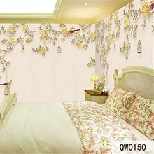 Индивидуальный Рисунок ткань и текстильные обои для стен Моющаяся Ткань матовый шелк для постельных принадлежностей Гостиная цветы птицы фон Топ