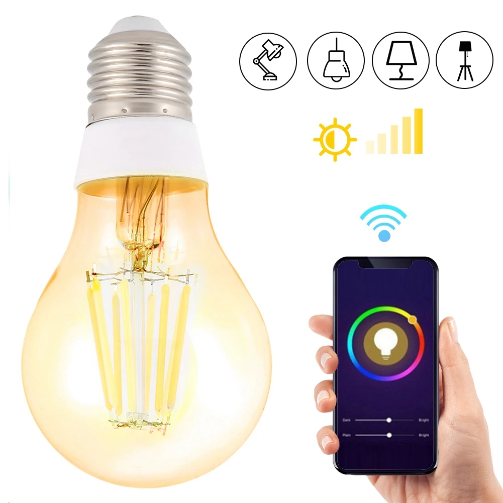 Светодиодный свет лампы 4,5 W E27 светодиодный RGB интеллигентая (ый) затемнения освещения лампа накаливания с регулируемой яркостью с помощью