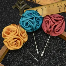 UALGL Fashion Handmade Fabric Lapel PinThree-in-one Rose Flower Brooches For Men Wedding Suit Decoration Shirt Jewelry Accessery