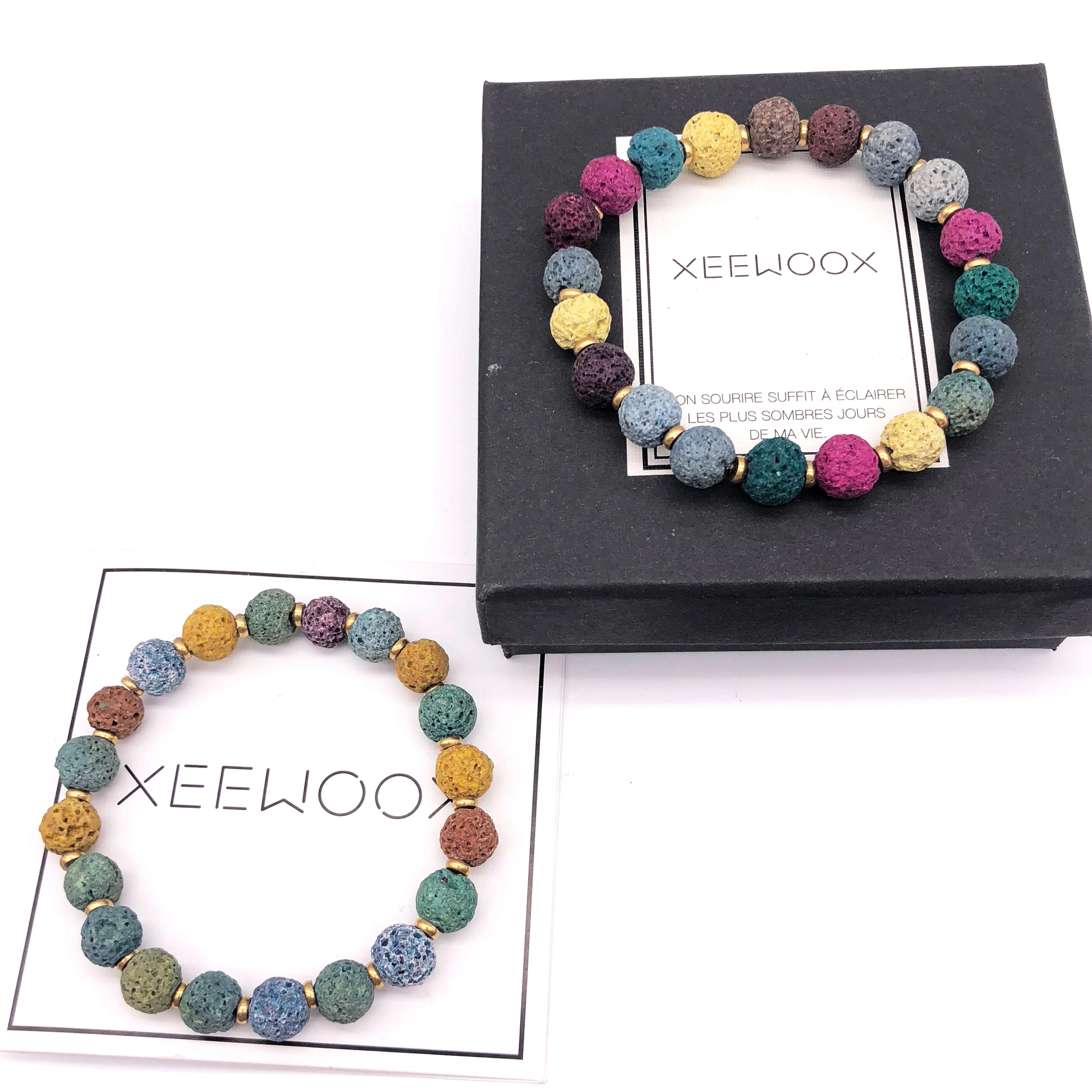 Разноцветный браслет из лавы и натурального камня для пары, женщин и мужчин, XEEWOOX, дизайн, вечерние, в богемном стиле, подарок