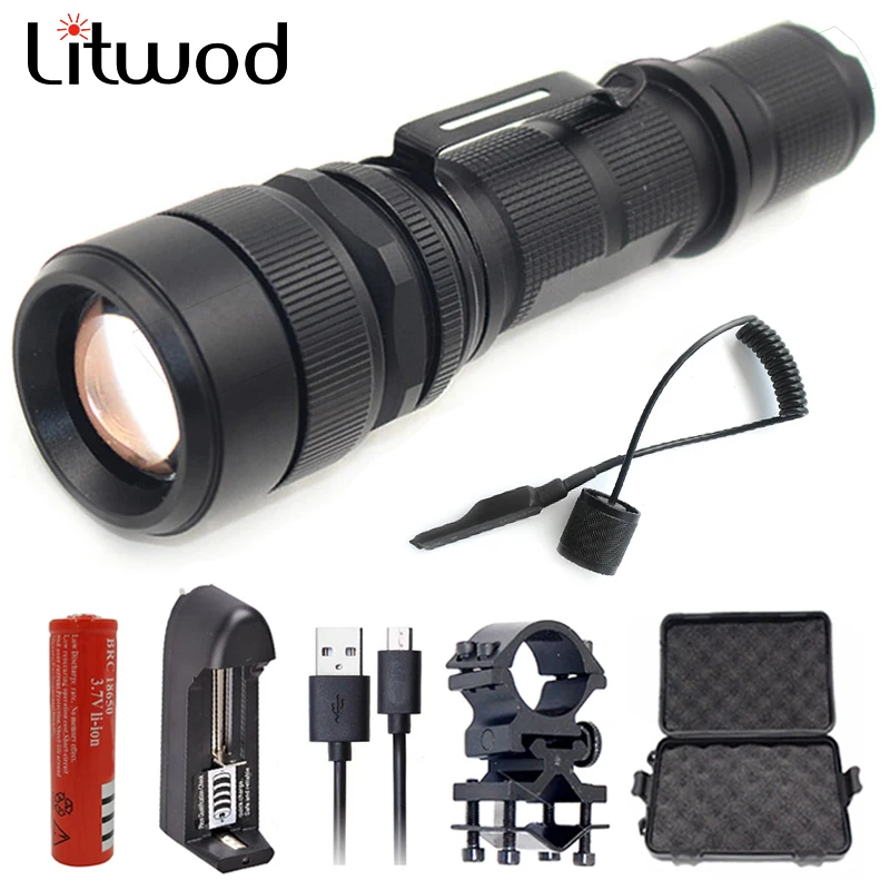 

Litwod z30188 CREE XM-L L2 Led Tactical Flashlight 5000Lm Zoomable Waterfoof For Hunting Light Aluminum Remote Switch Led Torch