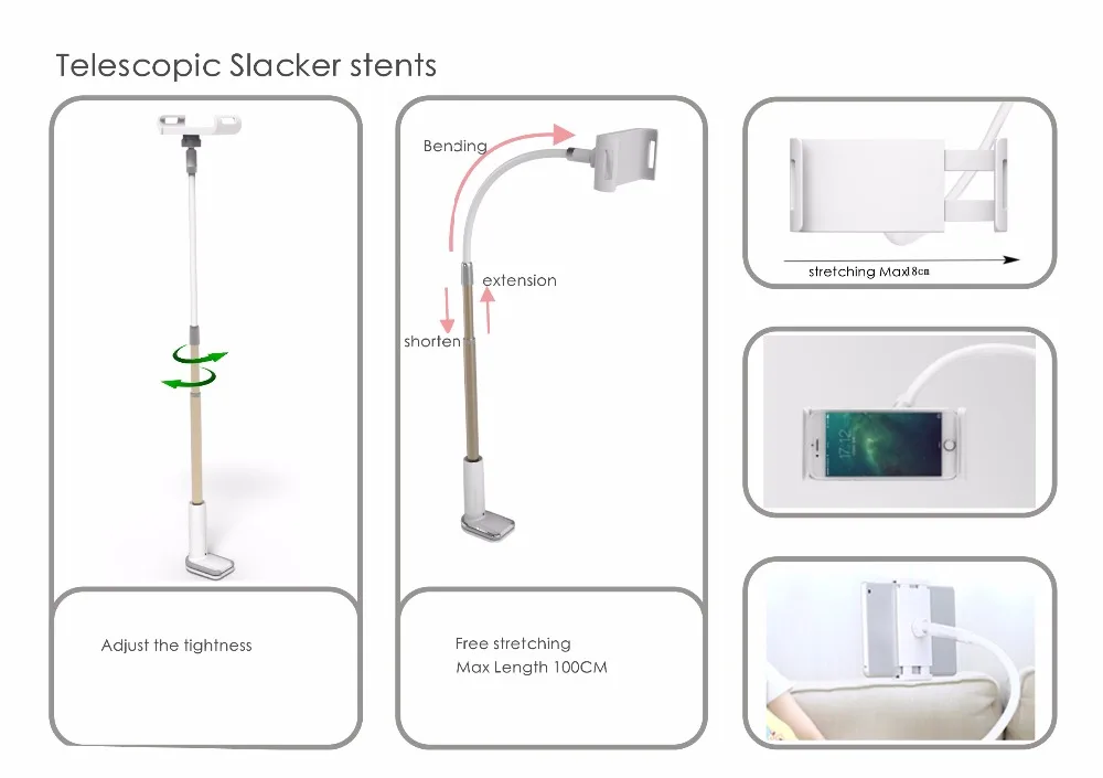 Кронштейн держатель 100 см регулируемая подставка держатель для телефона для кровати 4,0 до 10,6 дюймов крепление для iPad планшета ПК держатель для мобильного телефона
