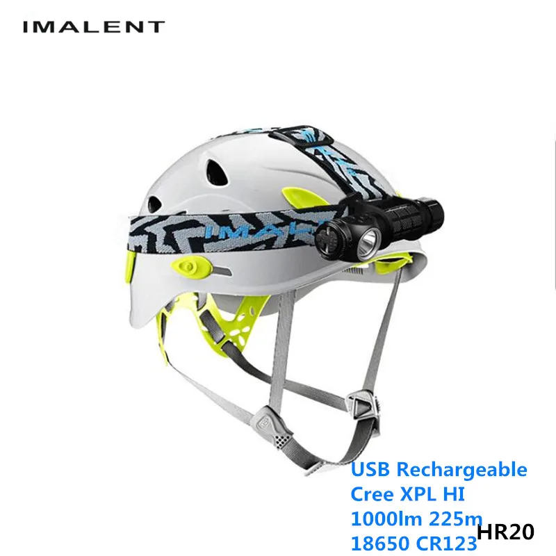 

Imalent HR20 1000lm 225m Cree XPL HI LED Flashlight Head Torch 18650 CR123 USB Rechargeable LED Cap Flashlight on the Forehead
