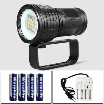 

Professional Underwater Waterproof Diving Led Flashlight Scuba Photo Fill Light 18650 Dive Torch With 18650 Battery + Charger