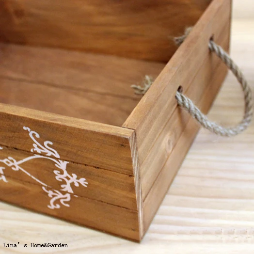 hemp rope handles rectangle vintage hand crafted wooden fruit crates (7)