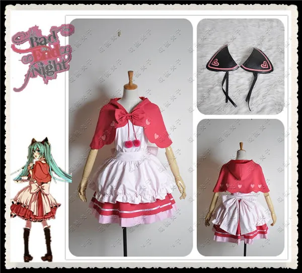 Vocaloid Hatsune Miku red hat Bad End Night  Costumes for women Anime Cosplay vestidos lolita disfraces