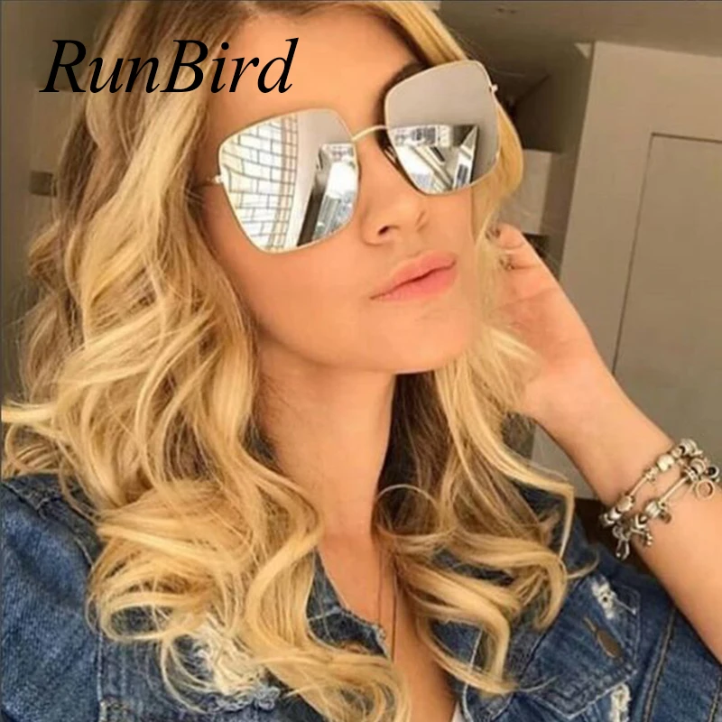 RunBird большие квадратные солнцезащитные очки с плоским верхом для женщин